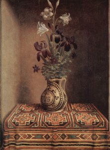 Still Life With A Jug With Flowers The Reverse Side Of The Portrait Of A Praying Man 1480-1485