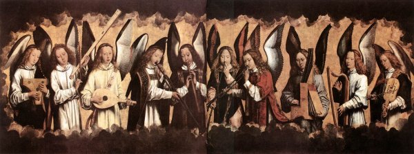 Five Angels Playing Musical Instruments, left hand panel from a triptych from the Church of Santa Maria la Real, Najera